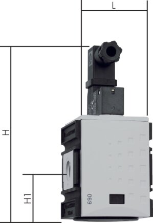 Príklady vyobrazení: 3/2-dráhový magnetický ventil (Futura konstrukcní rad 1)